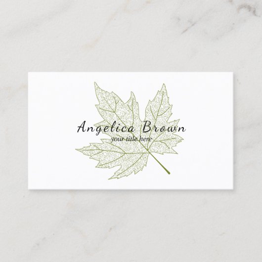 緑のカエデの葉の名刺 名刺 (正面)