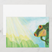 緑のカエルが太陽の光を浴びる 招待状 (正面/裏面)