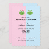 緑のカエルの性別が明らかに赤ちゃん用シャワー招待状 招待状 (正面/裏面)