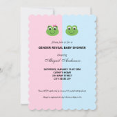 緑のカエルの性別が明らかに赤ちゃん用シャワー招待状 招待状 (正面)