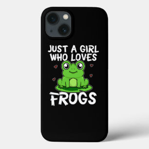 . .緑のカエルの衣装が好きな少女 iPhone 13ケース