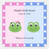 緑のカエル性別が赤ちゃんのシャワーを明らかにする スクエアシール (正面)
