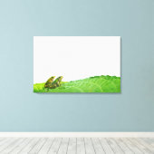 緑のカエル離れ キャンバスプリント (インサイチュ (ウッドフロア))