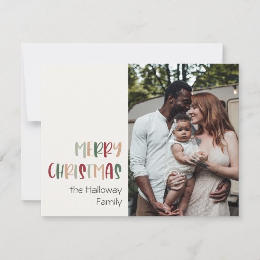 緑のカジュアルクカラフルリスマス独身のト写真 シーズンカード (正面)