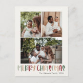 緑のカジュアルクカラフルリスマス縦3枚 シーズンポストカード (正面)