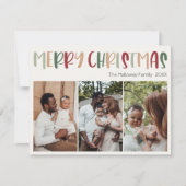 緑のカジュアルクカラフルリスマス3枚の写真 シーズンカード (正面)