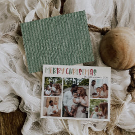 緑のカジュアルクカラフルリスマス5枚写真 シーズンカード