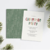 緑のカジュアルクリカラフルスマスパーティー 招待状