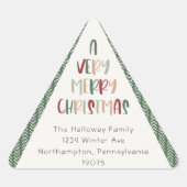 緑のカジュアルクリスマストライアングル封筒用シール 三角形シール (正面)