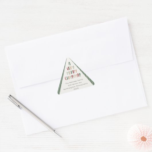 緑のカジュアルクリスマストライアングル封筒用シール 三角形シール (封筒)