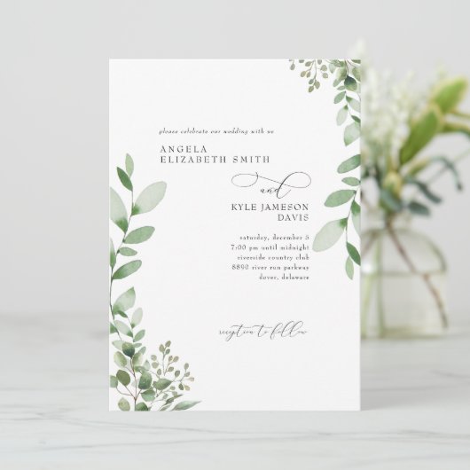 緑のカスケードが美しい、両親のいない結婚式の招待状 招待状 (スタンド正面)