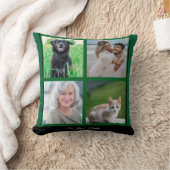 緑のカスタマイズ可能なファミリー名と写真のコラージュ クッション (ブランケット)
