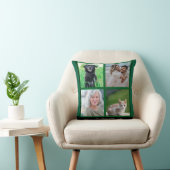 緑のカスタマイズ可能なファミリー名と写真のコラージュ クッション (椅子)