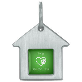 緑のカスタマイズ犬名札 名前と電話番号 ペットネームタグ