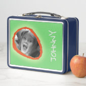 緑のカスタムの写真と名前 メタルランチボックス (インサイチュ)