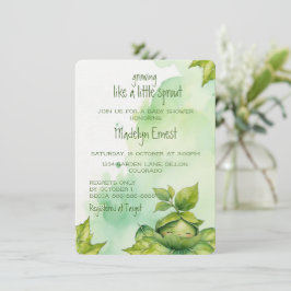 緑のカスタムイラスト ネイチャーベイビーシャワー 招待状