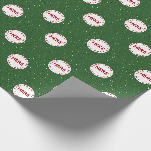 緑のカスタムクリスマスに写真やロモダンゴを作成 ラッピングペーパー (角)