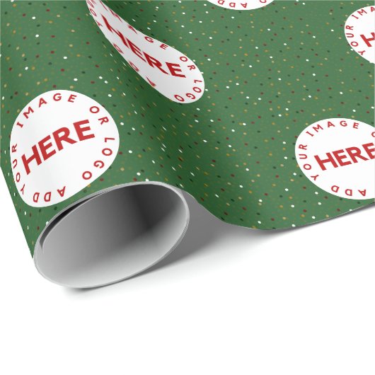 緑のカスタムクリスマスに写真やロモダンゴを作成 ラッピングペーパー (ロールコーナー)