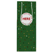 緑のカスタムクリスマスに写真やロモダンゴを作成 ワインギフトバッグ (正面)