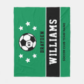 緑のカスタムサッカーネームと番号 フリースブランケット (正面)