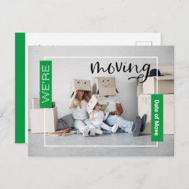 緑のカスタム写真の移動告知カード ポストカード