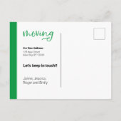 緑のカスタム写真の移動告知カード ポストカード (裏面)