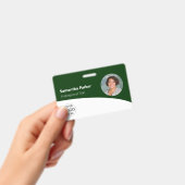 緑のカスタム社員写真、ロゴ、バーコードバッジ バッジ (手持ち)