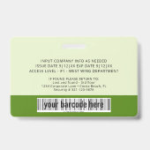 緑のカスタム社員写真IDバッジ バッジ (裏面)