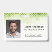 緑のカスタム社員写真IDバッジ バッジ (正面)