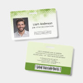 緑のカスタム社員写真IDバッジ バッジ (正面＆裏面)