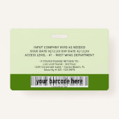 緑のカスタム社員写真IDバッジ バッジ (裏面)