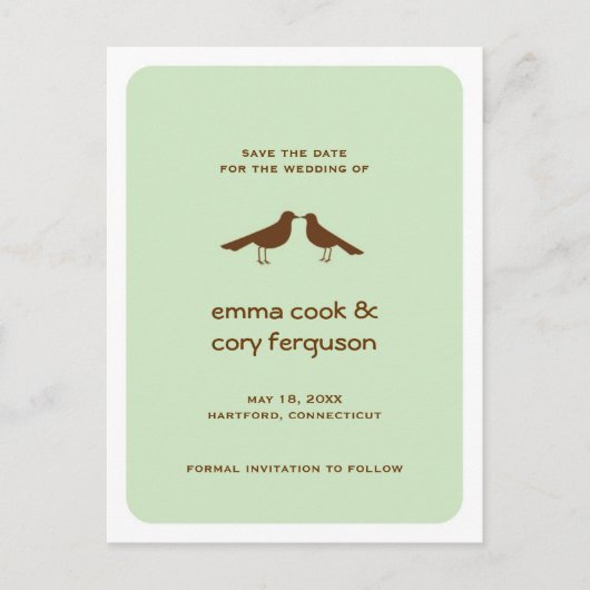 緑のカスタム鳥フラットカードを日付保存 案内ポストカード (正面)