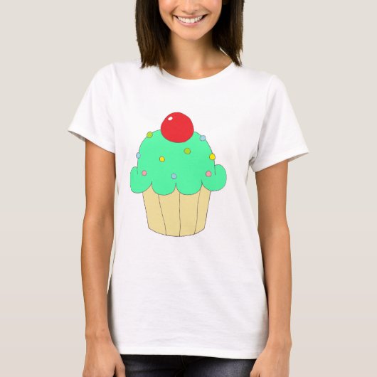 緑のカップケーキ Tシャツ (正面)