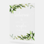 緑のカップルがシャワーを歓迎 アクリルサイン (傾斜)