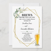 緑のカップルがシャワーを浴びる前に生きる金ゴールド 招待状 (正面)