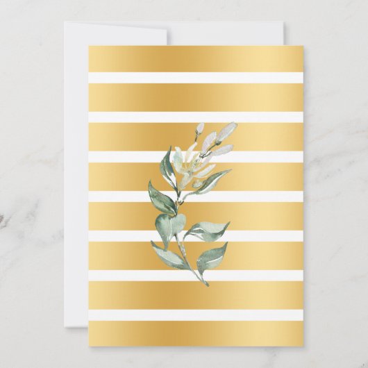 緑のカップルがシャワーを浴びる前に生きる金ゴールド 招待状 (裏面)