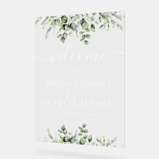 緑のカップルのシャワー歓迎サイン アクリルサイン (傾斜)