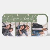 緑のカップル名3枚の写真カスタムPhone Case iPhoneケース (裏面横)