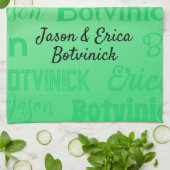 緑のカップル名 キッチンタオル (折り畳み)