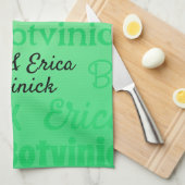 緑のカップル名 キッチンタオル (四つ折り)