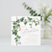 緑のカバーされたクロス金ゴールドスクリプトバプテスマ 招待状 (スタンド正面)