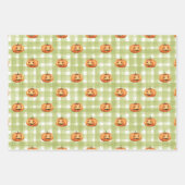 緑のカボチャとオレンジ色の感謝的な葉パンプキ ラッピングペーパーシート (正面3)