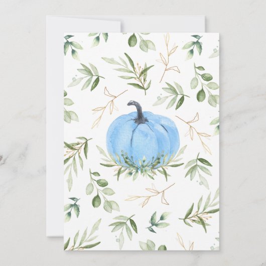 緑のカボチャの赤ちゃんシャワー 招待状 (裏面)