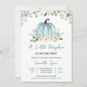 緑のカボチャの赤ちゃんシャワー 招待状 (正面)