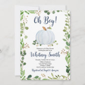 緑のカボチャの赤ちゃんシャワー 招待状 (正面)