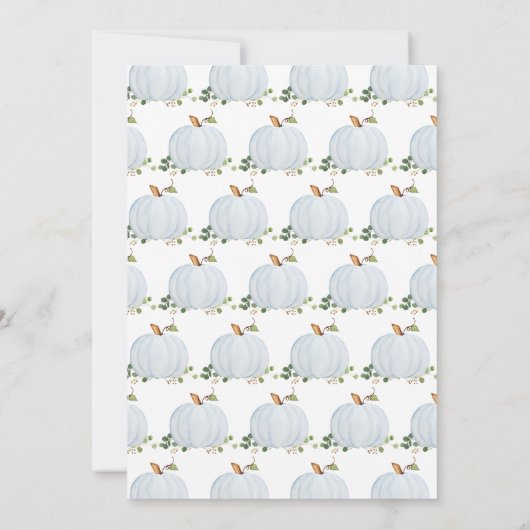 緑のカボチャの赤ちゃんシャワー 招待状 (裏面)