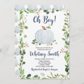 緑のカボチャの赤ちゃんシャワー 招待状 (正面/裏面)