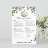 緑のカボチャ赤ちゃんシャワーゲームプリント (スタンド正面)