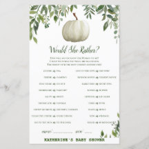 緑のカボチャ赤ちゃんシャワーゲームプリント