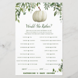 緑のカボチャ赤ちゃんシャワーゲームプリント